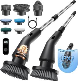 Electric Spin Scrubber, 2026 Upgraded Cordless Cleaning Brush Bathroom Scrubber, IPX7 Waterproof Electric Scrubber with 7 Brush Heads