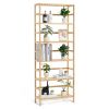 6-Tier Bamboo Shelf, Open Wood Bookshelf, Display Storage Rack Organizer, Freestanding Flower Plant Stand