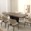 Extendable Dining Room Table for 4-10 People,Wooden Transformer Kitchen Dining Table with Black Double Sturdy Pedestal Base
