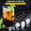 Skull Ice Cube Tray, 6-Grid Skull Ice Ball Maker, Flexible Black Silicone Ice Tray with Lid & Funnel