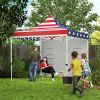 10' x 10' Heavy Duty Pop Up Canopy Tent with Sidewall, UPF50+ Instant Sun Shelter with Storage Pockets, American Flag