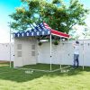 10' x 10' Heavy Duty Pop Up Canopy Tent with Sidewall, UPF50+ Instant Sun Shelter with Storage Pockets, American Flag