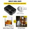 Skull Ice Cube Tray, 4-Grid Skull Ice Ball Maker, Flexible Black Silicone Ice Tray with Lid & Funnel