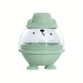 Large Whiskey Ice Cube Mold; Sphere Ice Cube Mold Tray With Lid; Silicone Ice Maker; Household Ice Cube Box; Kitchen Supplies (Color: Green Bear)