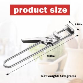 Adjustable Stainless Steel Jar & Can Opener, Ergonomic Multifunctional Bottle Opener, Effortless Grip for Seniors, Fits Most Jar Lids & Bottle Necks (Length: short-length can opener)