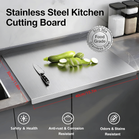 Stainless Steel Cutting Board for Kitchen - Large 304 Chopping Boards, Suitable for Meat Vegetables Bread and Baking,Kitchen Accessories, (Size: 30cm*40cm)