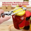Adjustable Stainless Steel Jar & Can Opener, Ergonomic Multifunctional Bottle Opener, Effortless Grip for Seniors, Fits Most Jar Lids & Bottle Necks