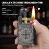 Vintage Trench Lighter, Permanent Match, Cool Pipe Lighter, Unique Metal Lighters, Antique Kerosene Lighters Fluid Refillable